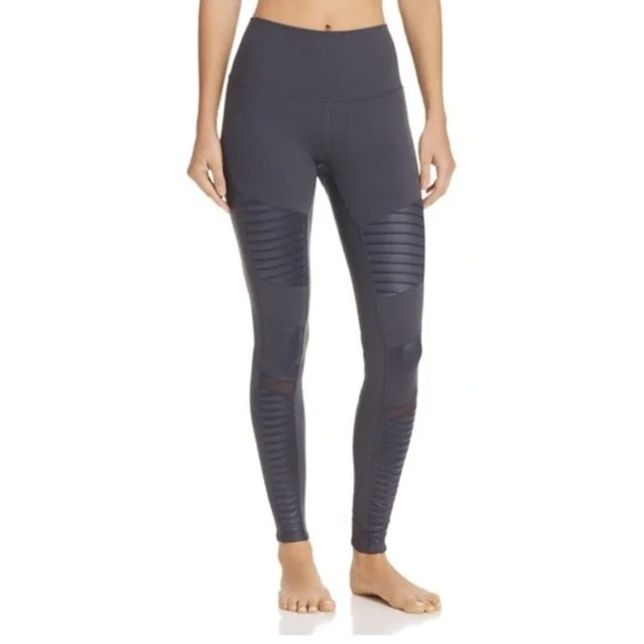 ALO Yoga Pants - Alo Yoga High Waist Moto Leggings Charcoal Grey Size S‎